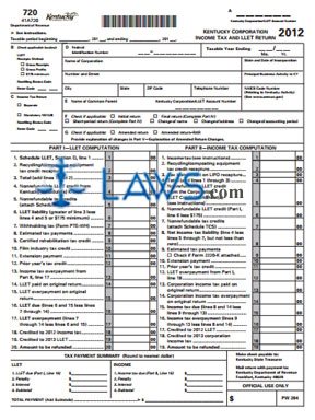 Form 41A720 2010 KY Corporation Income Tax and LLET Return 