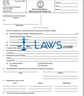 Petition for Relief, Modification or Termination (Not electronic)