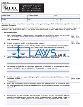 Form R-4310 Questionnaire To Assist in Determining Liability For Corporation Income Tax Or Corporation Franchise Tax