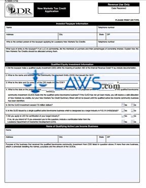 Form R-10609 New Markets Tax Credit Application