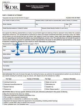 Form R-7006 Power of Attorney and Declaration of Representative