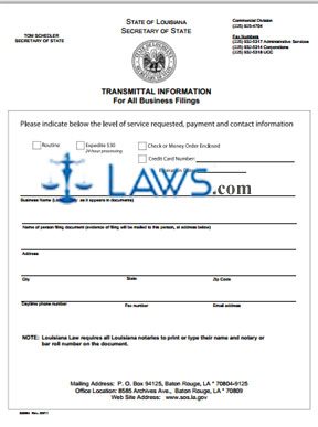Form 354 Change of Registered Office or Agent-Louisiana Corporation 