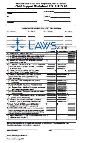 Form C-1 Child Support Worksheet R.S. 9:315.20