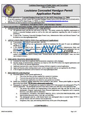 Form Concealed Handgun Permit Application Packet