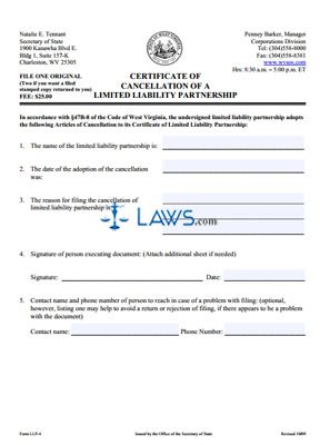 Form LP-4 Cancellation of Limited Partnership 