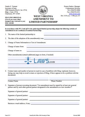 Form LP-3 Amendment to Limited Partnership 