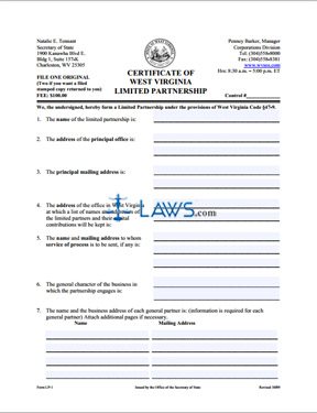 Form LP-1 Certificate of Limited Partnership - Domestic 