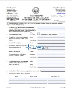 Form LLD-1 Articles of Organization -- Domestic 