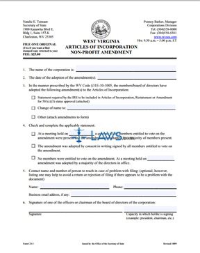 Form CD-3 Nonprofit 501c3 Amendment 
