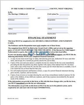Form SCA-FC-106 Financial Statement for Respondent