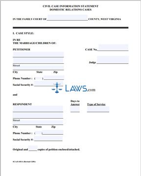 Form SCA-FC-103 Civil Case Information Statement for Respondent
