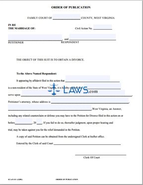 Form SCA-FC-111 Order of Publication for Petitioner