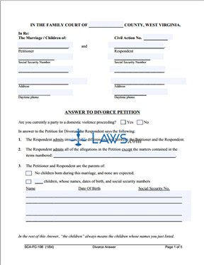 Form SCA-FC-108 Answer for Petitioner