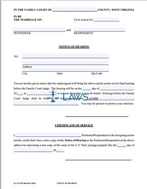 Form SCA-FC-107 Notice of Hearing for Petitioner