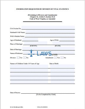 Form SCA-FC-104 Vital Statistics Form for Petitioner