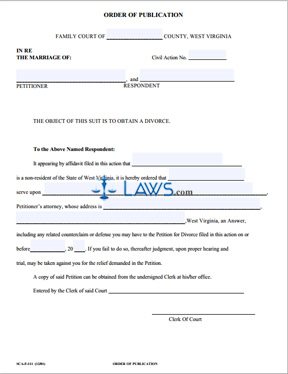 Form SCA-F-111 Order of Publication Divorce