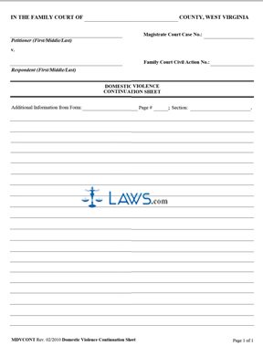 Form MDVCONT Domestic Violence Continuation Sheet