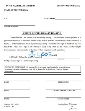 WAIVER OF PRELIMINARY HEARING
