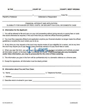 FINANCIAL AFFIDAVIT AND APPLICATION - WAIVER OF FEES AND COSTS
