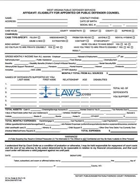 AFFIDAVIT: ELIGIBILITY FOR APPOINTED OR PUBLIC DEFENDER COUNSEL