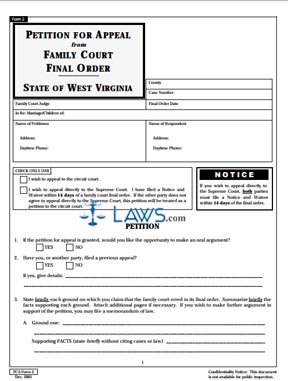 Petition for Appeal from Family Court Final Order