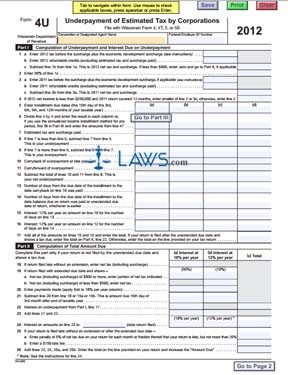 Form 4U Underpayment of Estimated Tax by Corporations