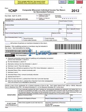 Form 1CNP Composite Wisconsin Individual Income Tax Return for Nonresident Partners