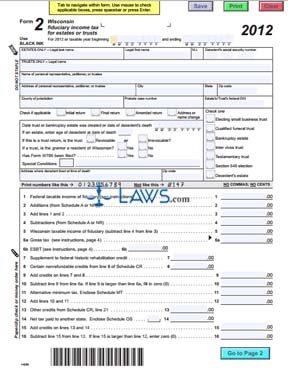 Form 2 Wisconsin Fiduciary Income Tax for Estates or Trusts