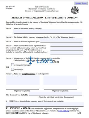 Form 502 (Annual) Articles of Organization (LLC Domestic) 