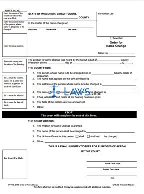 Form CV-470 Order for Name Change