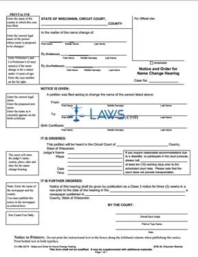 Form CV-460 Notice and Order for Name Change Hearing