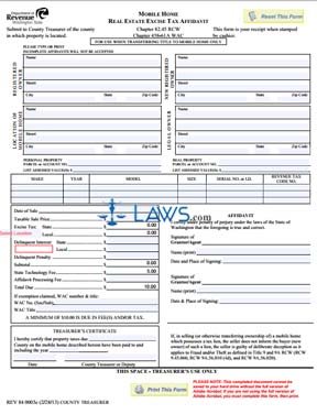 Form Mobile Home Real Estate Excise Tax Affidavit