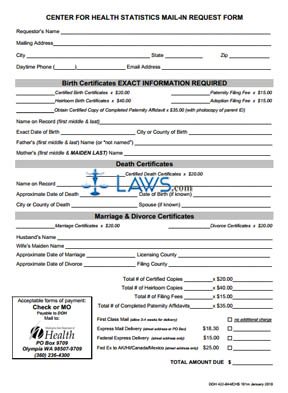 Form Application for Request of a Vital Record