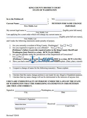 Form Petition for Name Change (Individual)