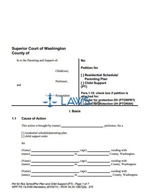 Form PS15-0100 Petition for Residential Schedule/Child Support