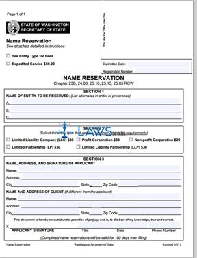 Form WA Name Reservation  