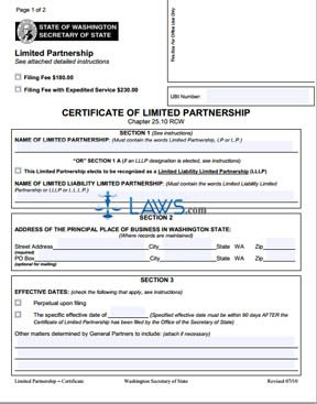 Form WA Certificate of Limited Partnership  