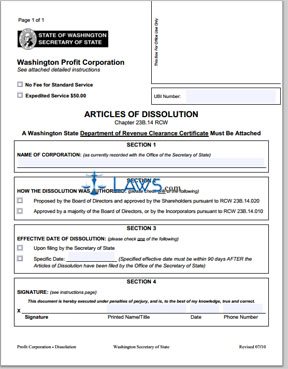 Form WA Articles of Dissolution (Profit Corporation) 
