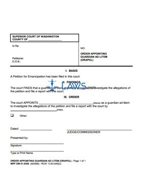 Form EM01-030 Order Appointing Guardian Ad Litem