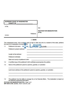 Form EM01-010 Petition for Emancipation