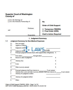Form Order of Child Support (TMORS, ORS)
