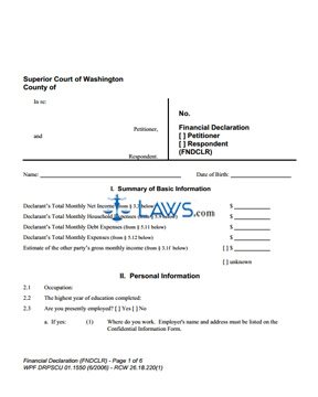 Form Financial Declaration (FNDCLR)