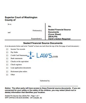Form Sealed Financial Source Documents (Cover Sheet) (SEALFN)
