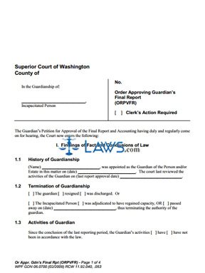 Form WPF-GDN-06-0700 Order Approving Guardian's Final Report