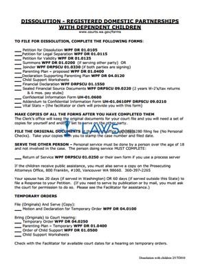Form  Dissolution - Registered Domestic Partnerships With Dependent Children Check List 