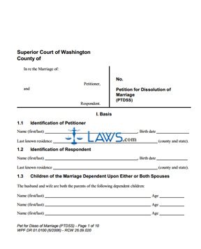 Form WPF DR 01.0100 Petition for Dissolution of Marriage (PTDSS) 