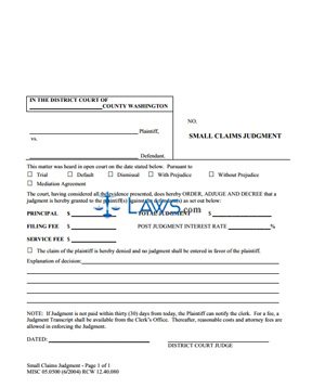 Form MISC 05.0500 Small Claims Judgment 