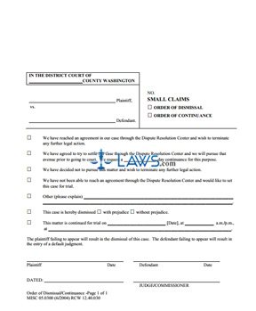 Form MISC 05.0300 Order of Dismissal / Continuance