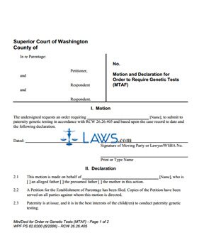 Form WPF PS-2.0200 Motion and Declaration for Order to Require Genetic Tests (MTAF)