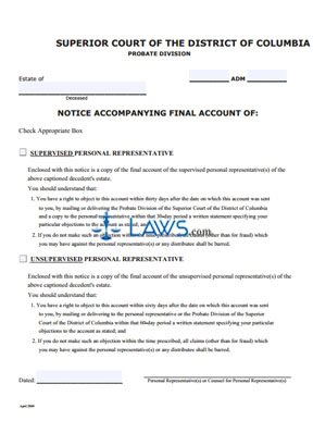 Notice Accompanying Final Account